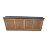 Old rear oak counter unit with two sliding doors