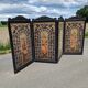 Folding screen in black-painted wood, 19th century