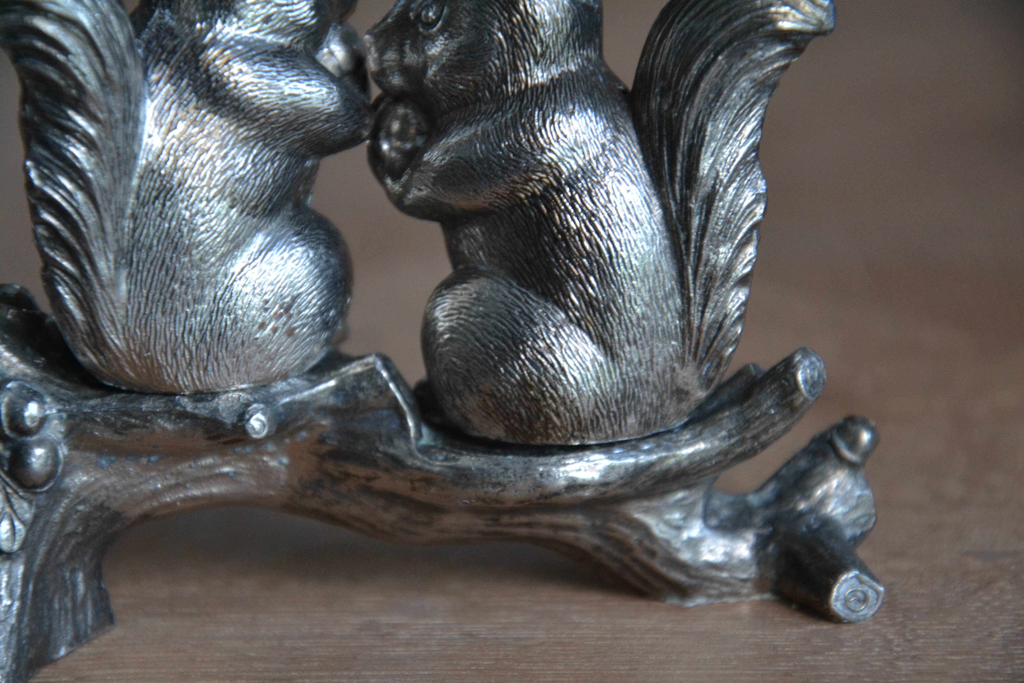 Silver-plated squirrel salt and pepper shakers