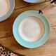 Set of 6 vintage soup plates, pastel colors and gold details