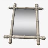 White bamboo wood mirror