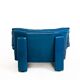 Vintage blue leather armchair and pouf by Nicoletti Salotti - Italy 80s