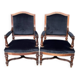 Pair of antique Louis XVI style armchairs. Rosewood.