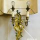 Louis XV gilt bronze wall lights from the 19th century with lampshades