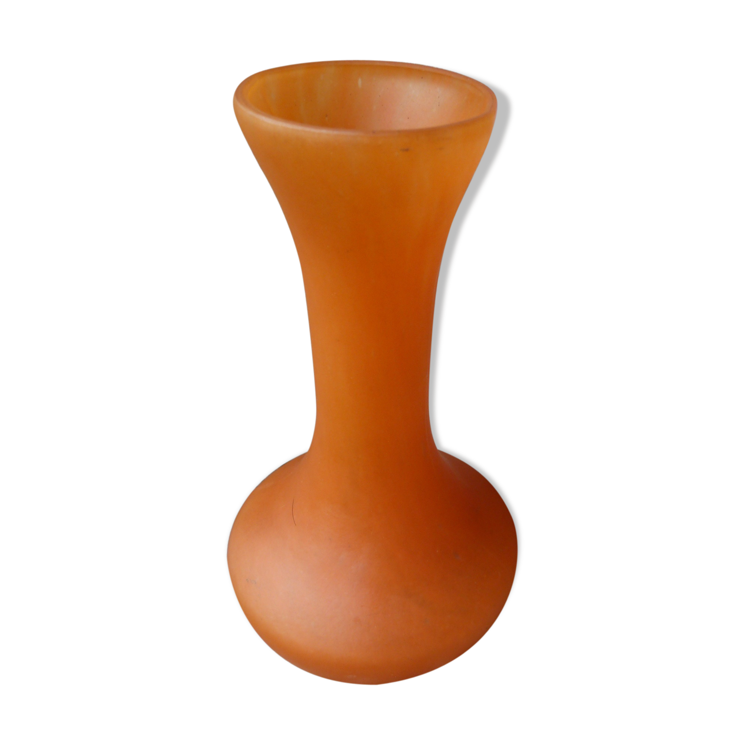 Art Deco soliflore vase in orange glass paste