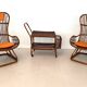 Italian Designer Mid Century Bamboo Armchairs, Set Of 4pcs.