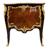Jumping Commode in Marquetry and Gilded Bronzes Attributed to the House of Millet, 19th Century