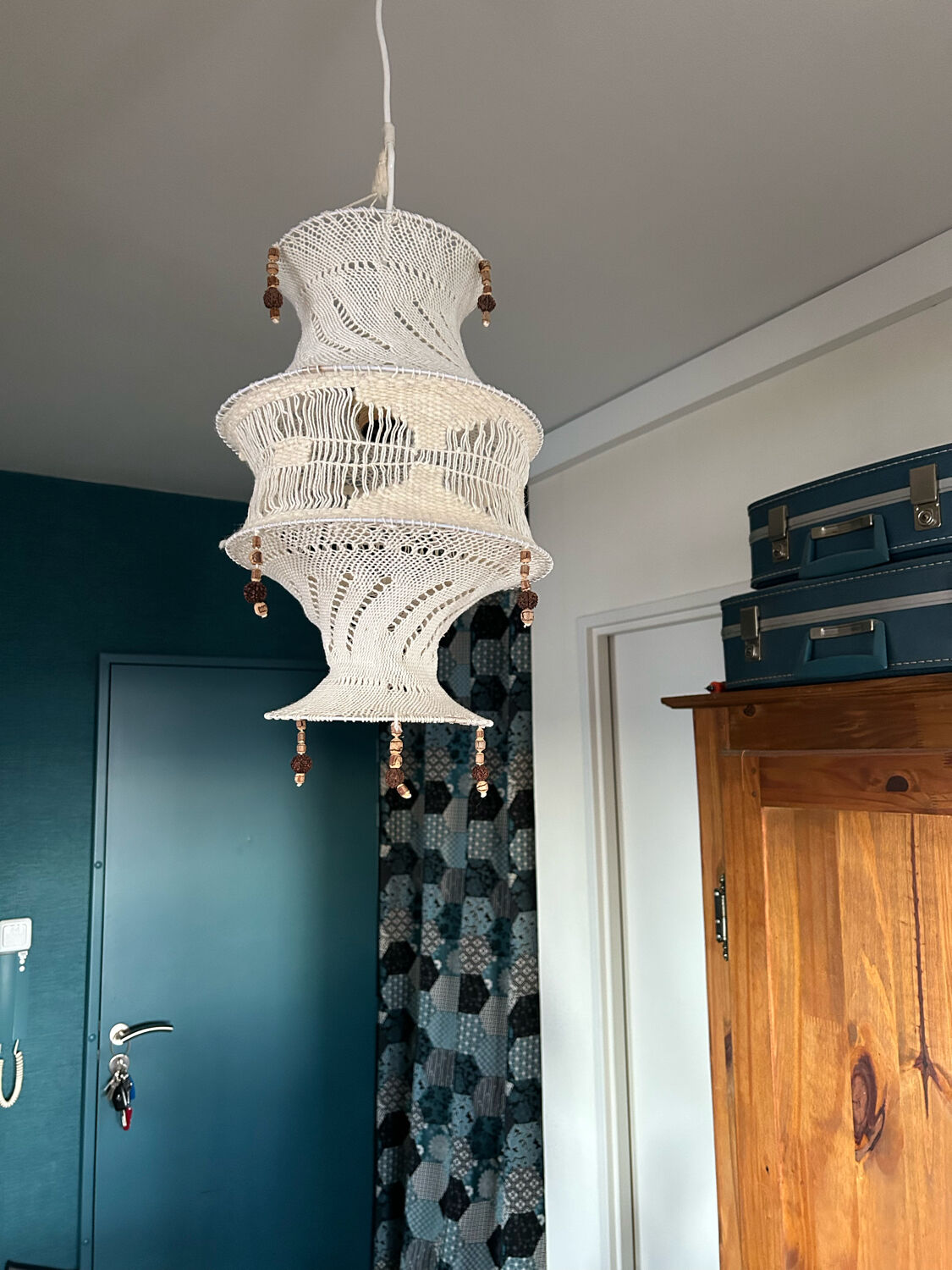 Vintage suspension in hook and macramé