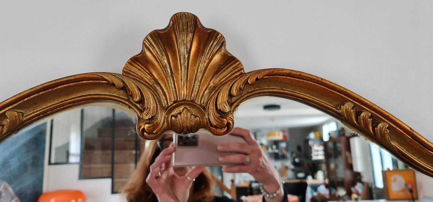 Antique mirror, 20th century, Louis XV style, gilded.