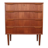 Mid-Century Modern Danish Chest of 4 Drawers, Tallboy in Teak, Denmark, 1960