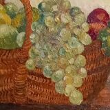 Oil on canvas-still life fruit basket