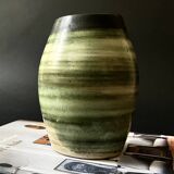 green glazed ceramic vase signed S