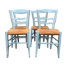 Lot 4 chaises en bois assise paille