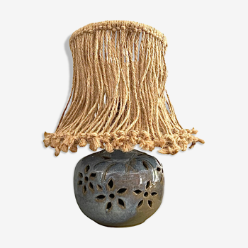 Stoneware and rope lamp