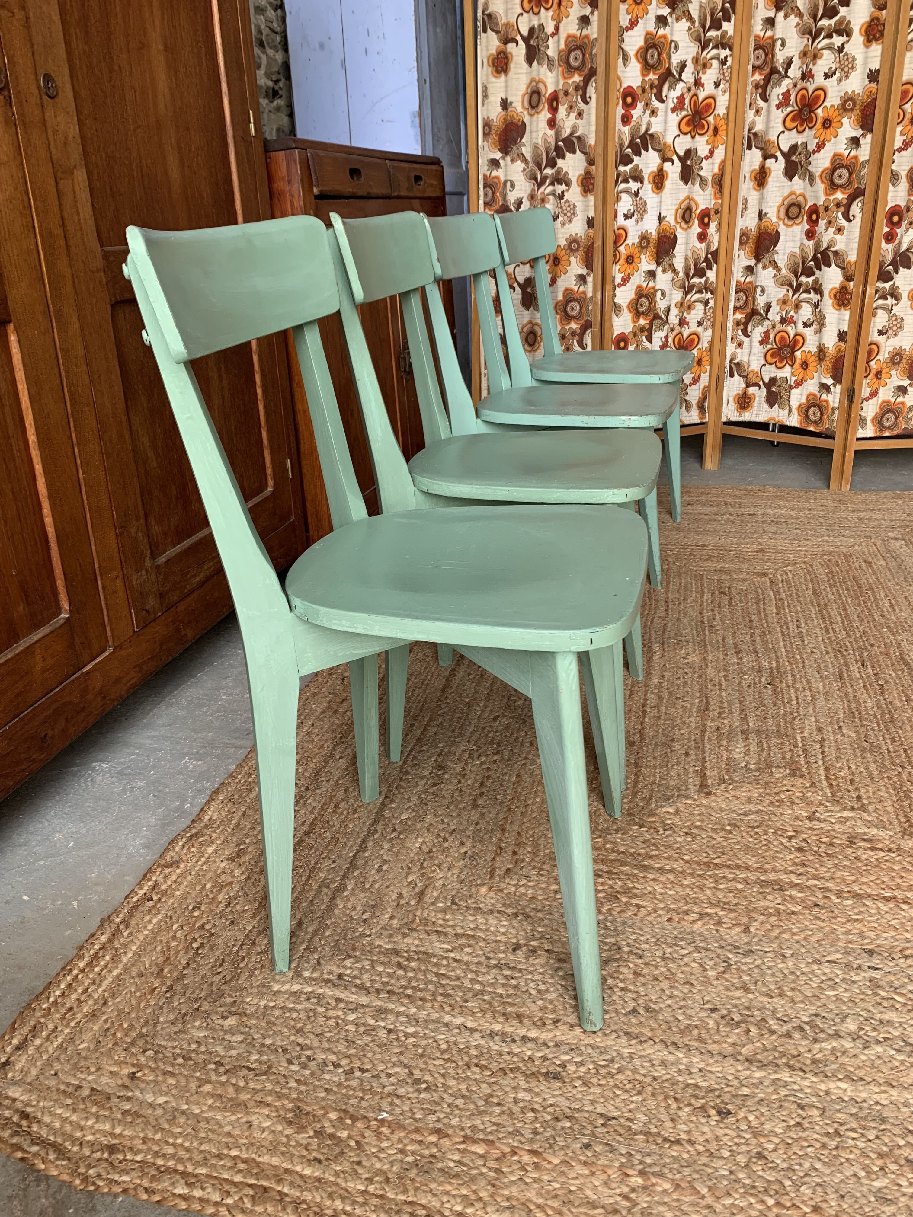 Lot de 4 chaises bistrot vertes