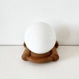 Tissot wall lamp in wood and opaline globe 1960