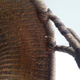 Antique leather wicker basket with handle