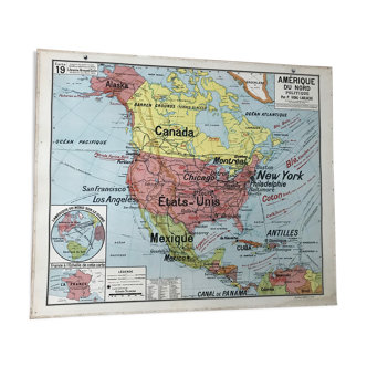 Vidal lablache vintage wall school map