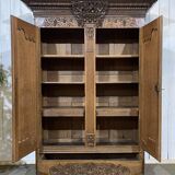 19th-century Norman wedding armoire in blonde oak.