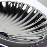 Vintage three-bowl server in silver-plated metal, shell decoration 1970-80.