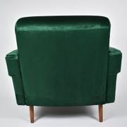 Vintage velvet armchair, 1960s, restored, green bottle