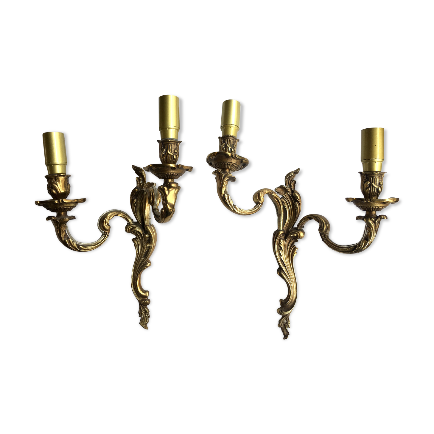 Pair of bronze wall lamps