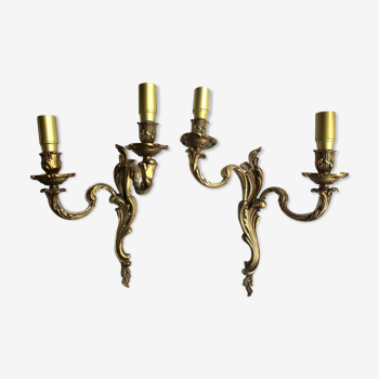 Pair of bronze wall lamps