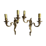 Pair of bronze wall lamps