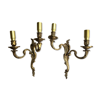 Pair of bronze wall lamps