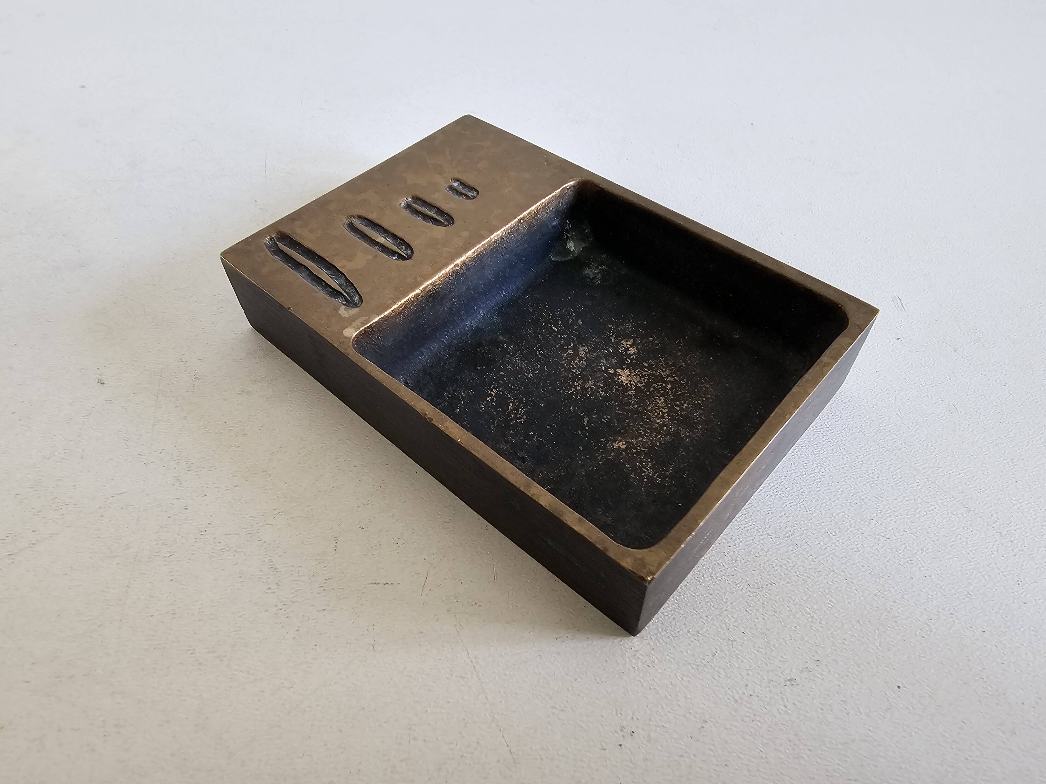 Bronze ashtray attributed to Jacques Lauterbach vintage water from the 1970s