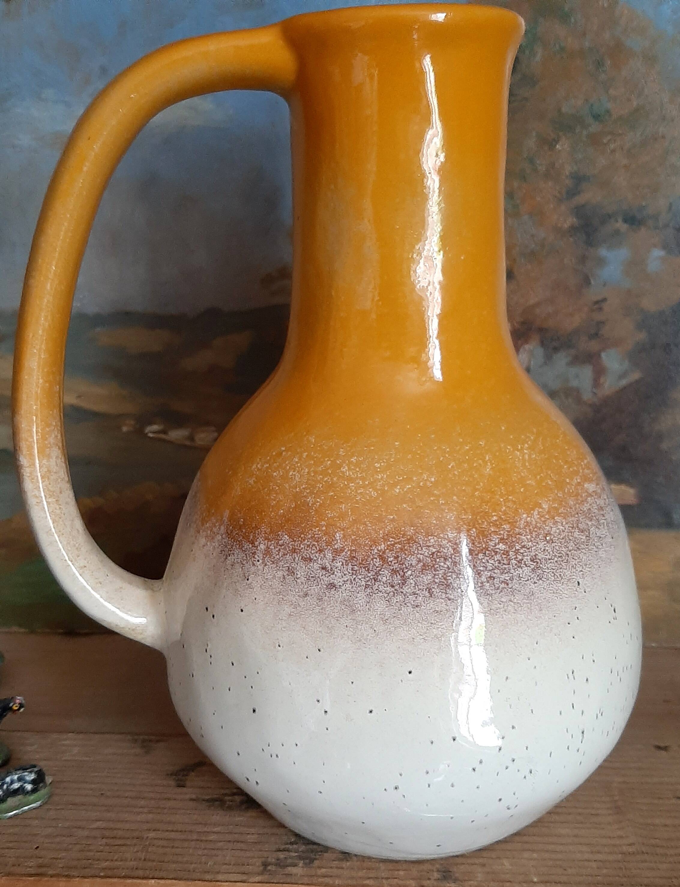 Two-Tone Ceramic Stoneware Carafe Pitcher - Vintage Design