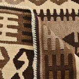 3x6 Brown Cream Handmade Antique Vintage Rug, 103x192Cm