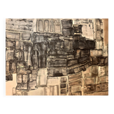 Abstract Mixed-Media Painting, Signed E. Navarra, 1960s
