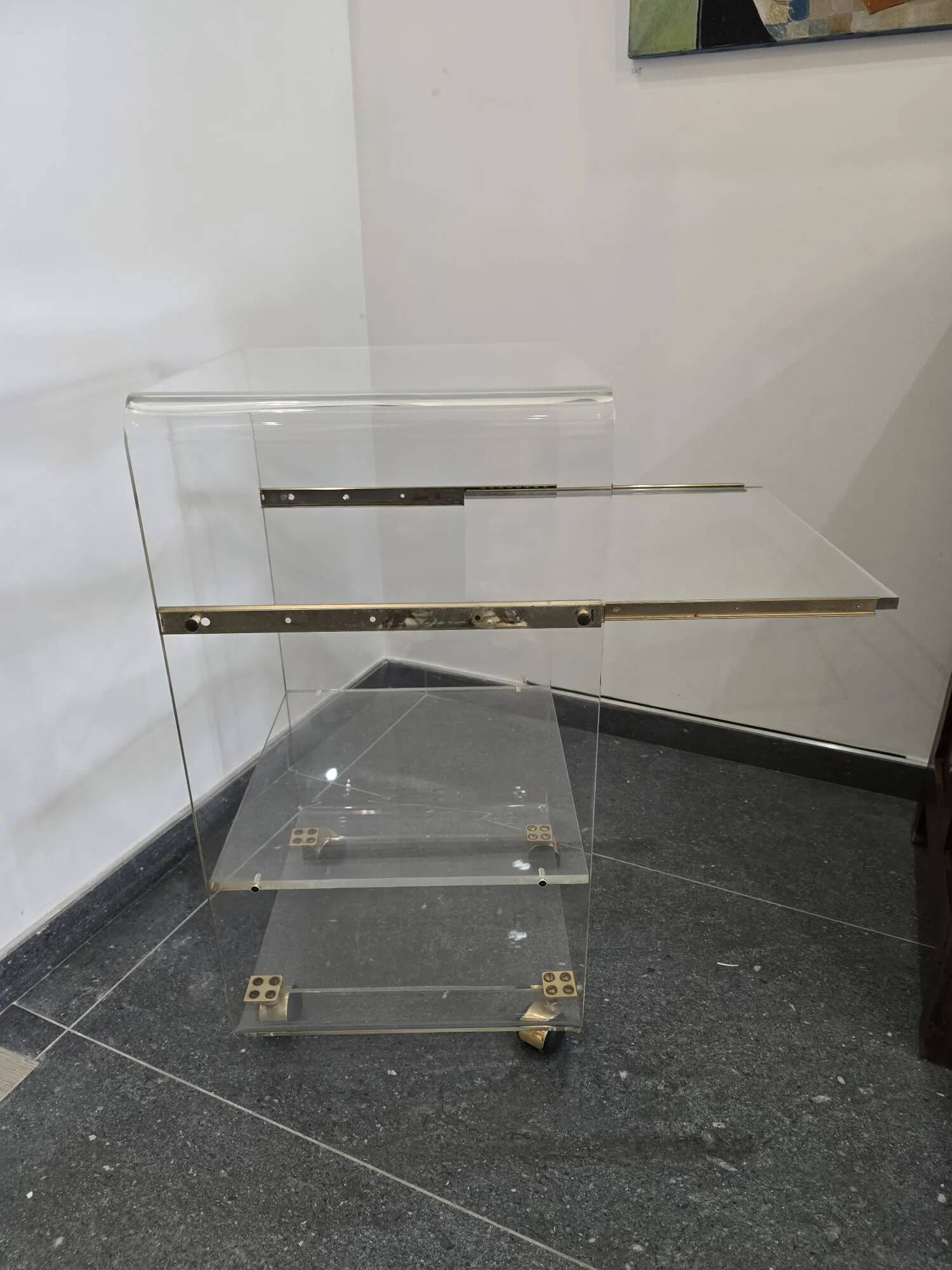 Rolling dessert trolley in plexiglass – Marais International – 1970s-1980s