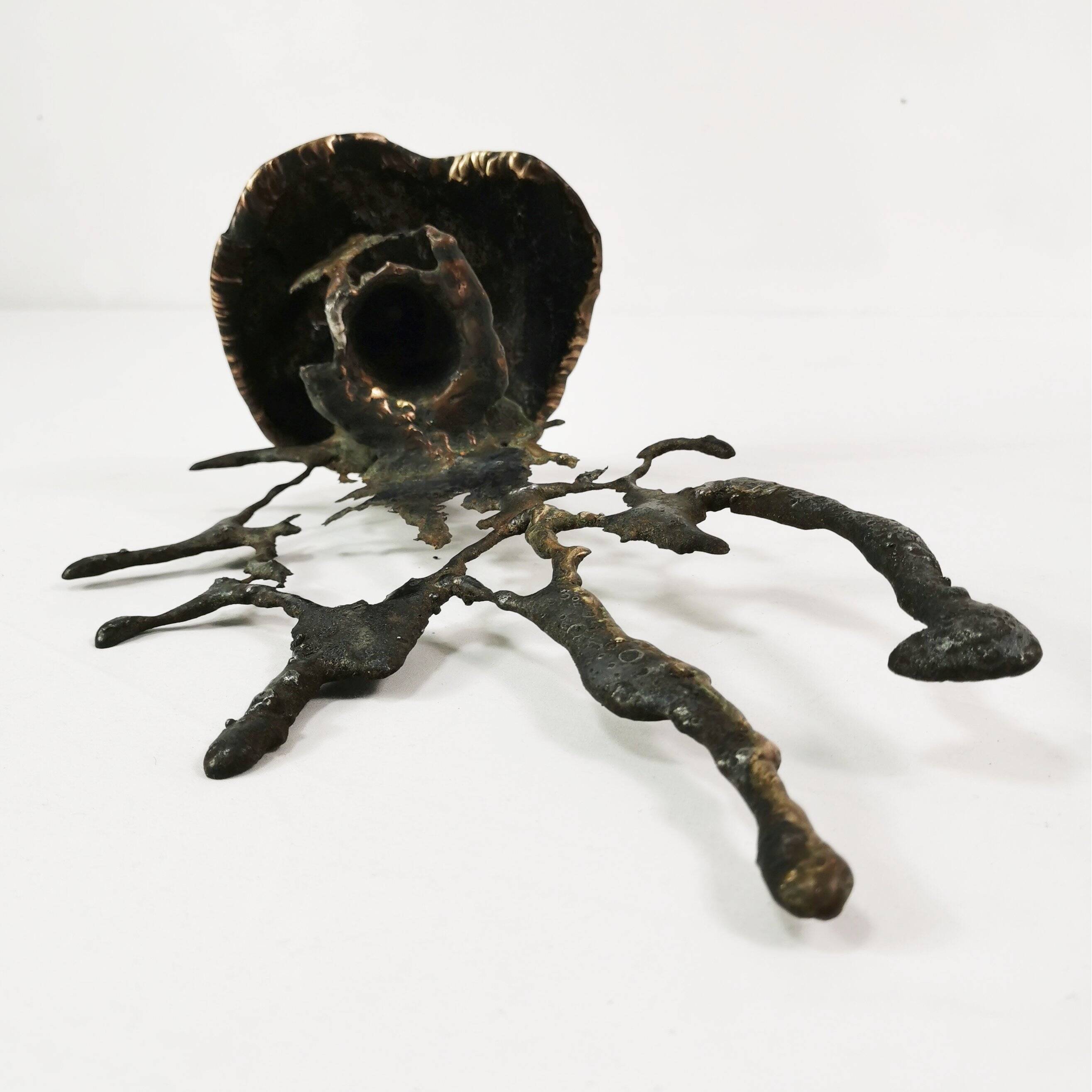 Brutalist cast iron candlestick, Belgium, 1960s.