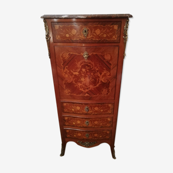 19th-century secretary in marquetry and marble