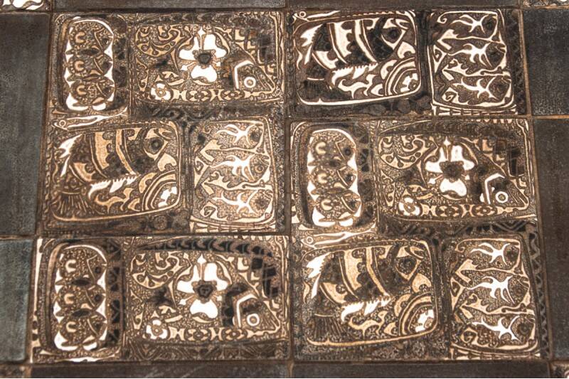 Side table with ceramics, Denmark, 1960s. After renovation.