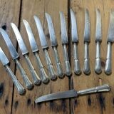 Set of 12 silver-plated metal knives with steel blades from the early 20th century
