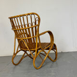 Vintage Rattan and Bamboo Easy Chair from Rohé, 1950s