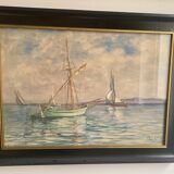 Vintage Oil Painting – Sailboats on the Sea