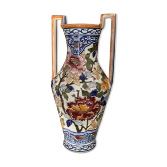 Vase amphore, décors aux pivoines, Gien