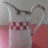 Enamelled sheet metal pitcher Lustucru décor