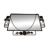 Miroir biseauté rectangulaire fer forgé début XXème