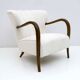 Malatesta and Masson Art Déco Style Italian Walnut and Bouclé Armchair, 50