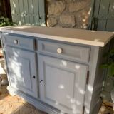 Robust country sideboard with country charm with marble handles in gray and white chalk