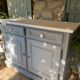 Robust country sideboard with country charm with marble handles in gray and white chalk