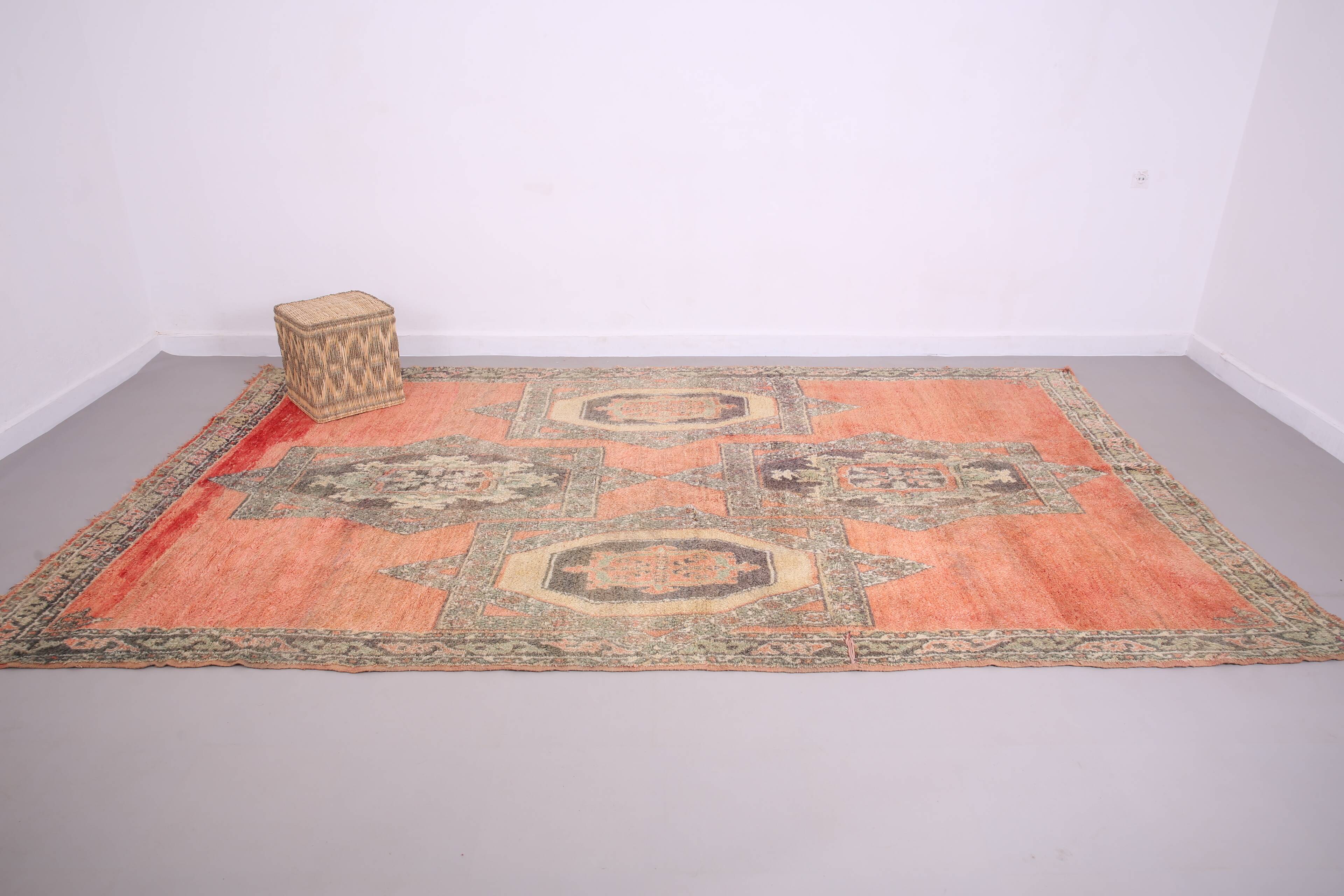 Vintage Handmade Moroccan Rug 213 x 363 cm - Peach Moroccan Rug Berber