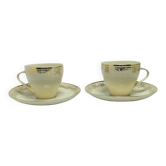 Pair of Ewa cups, modernism, ivory white porcelain, Poland, 1970s.