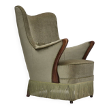 1960s, Scandinavian design, armchair in original condition, furniture velour, beech wood legs.