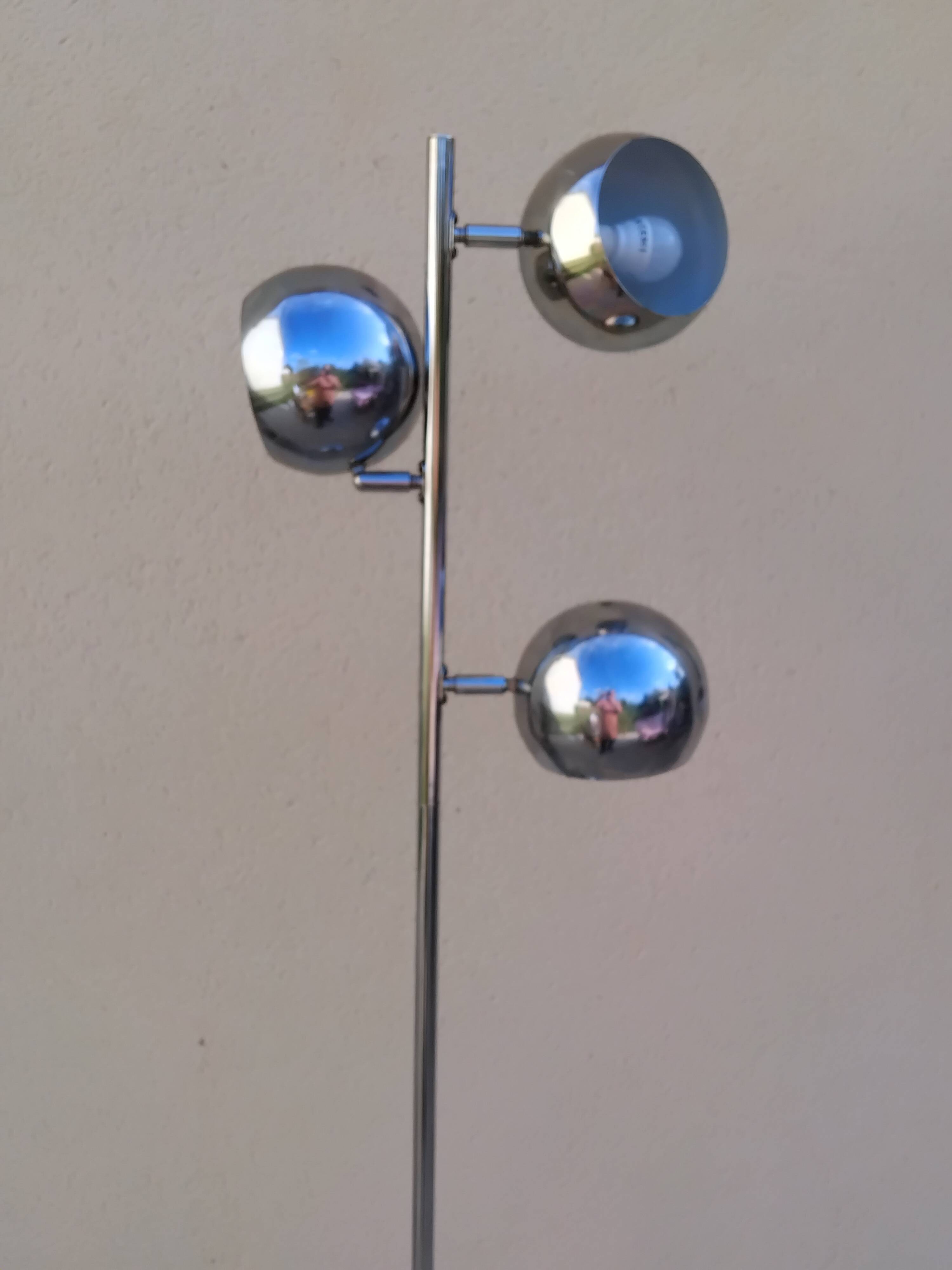 Vintage tulip-shaped space eyeball chrome floor lamp